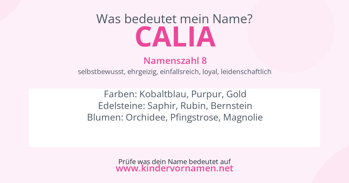 Was bedeutet der Name Calia?