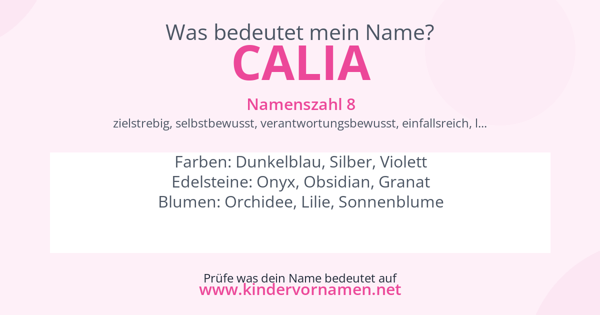 Was bedeutet der Name Calia?