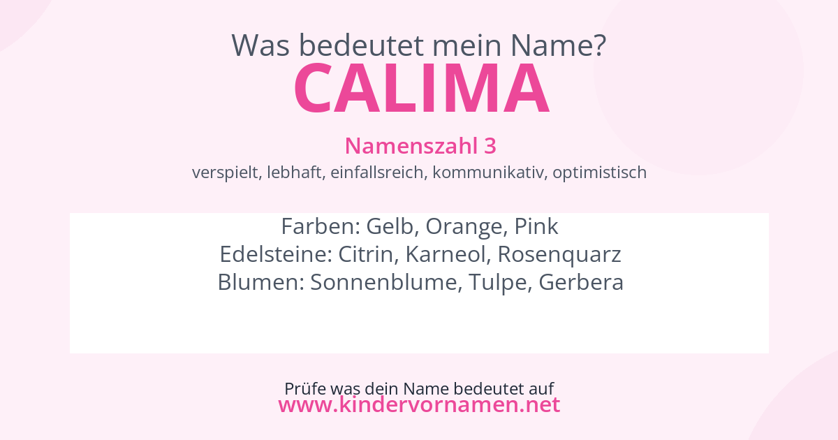 Was bedeutet der Name Calima?