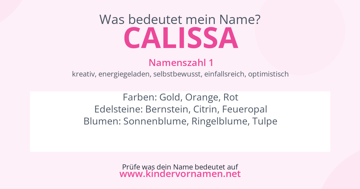 Was bedeutet der Name Calissa?