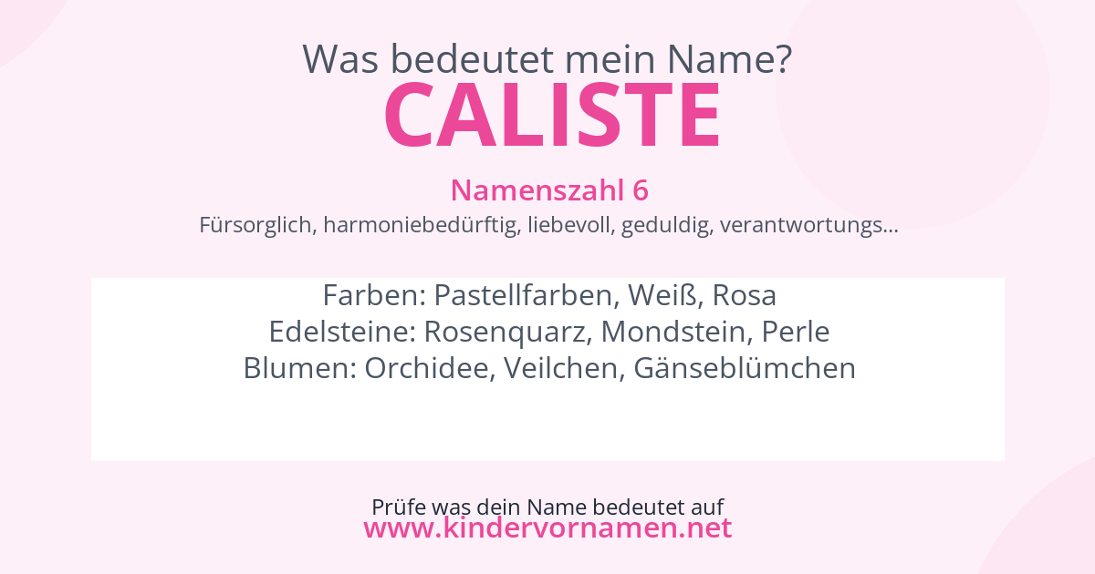 Was bedeutet der Name Caliste?