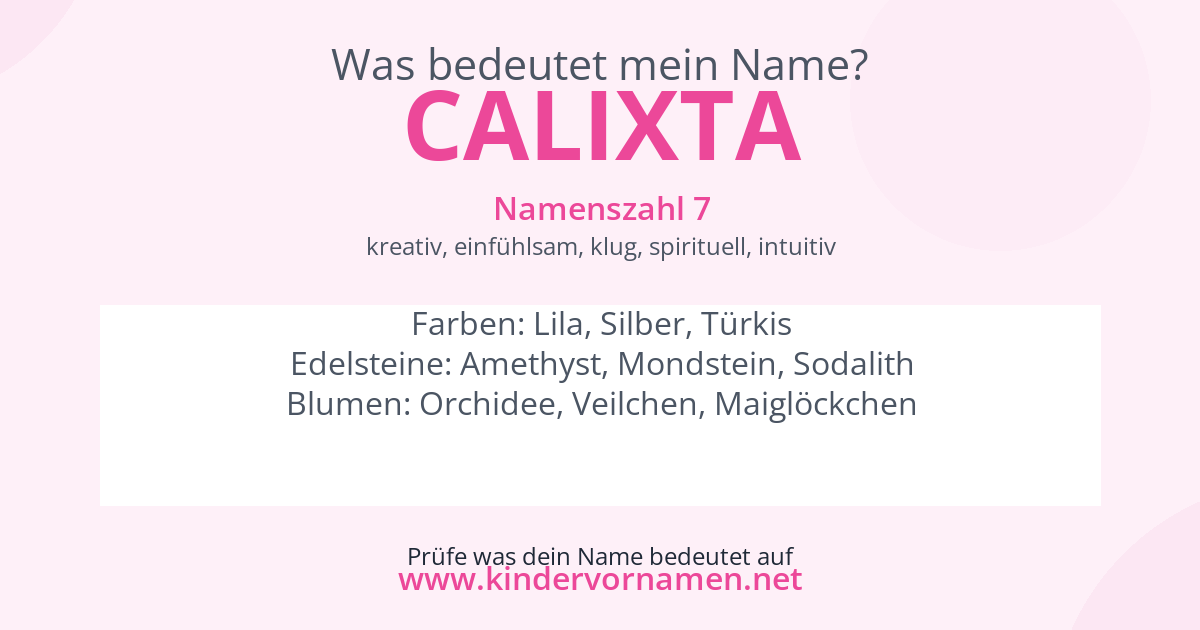 Was bedeutet der Name Calixta?