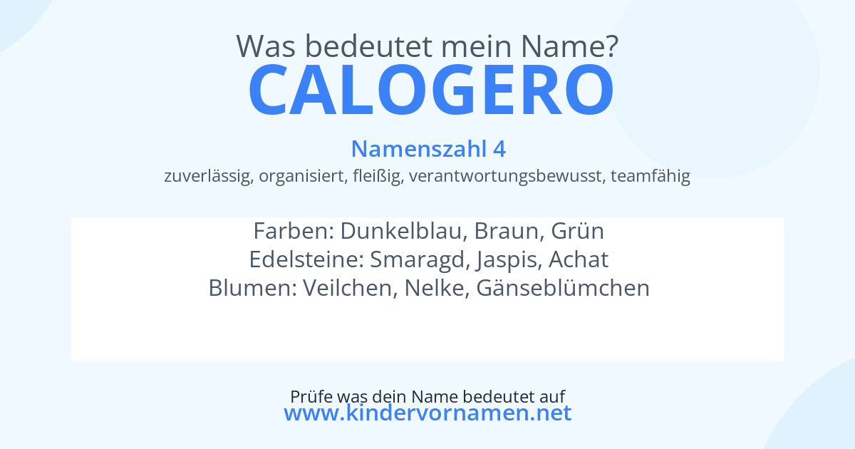Was bedeutet der Name Calogero?