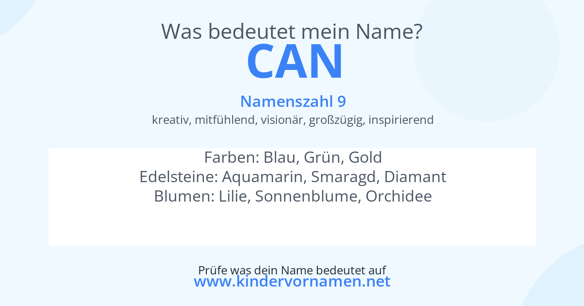Was bedeutet der Name Can?