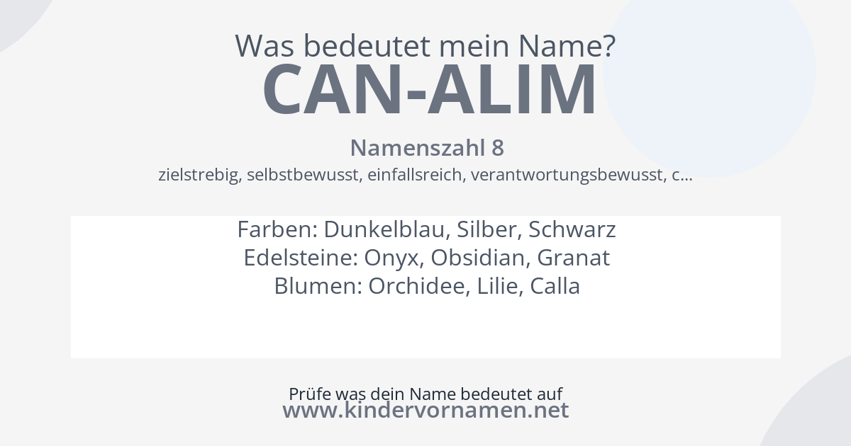 Was bedeutet der Name Can-Alim?