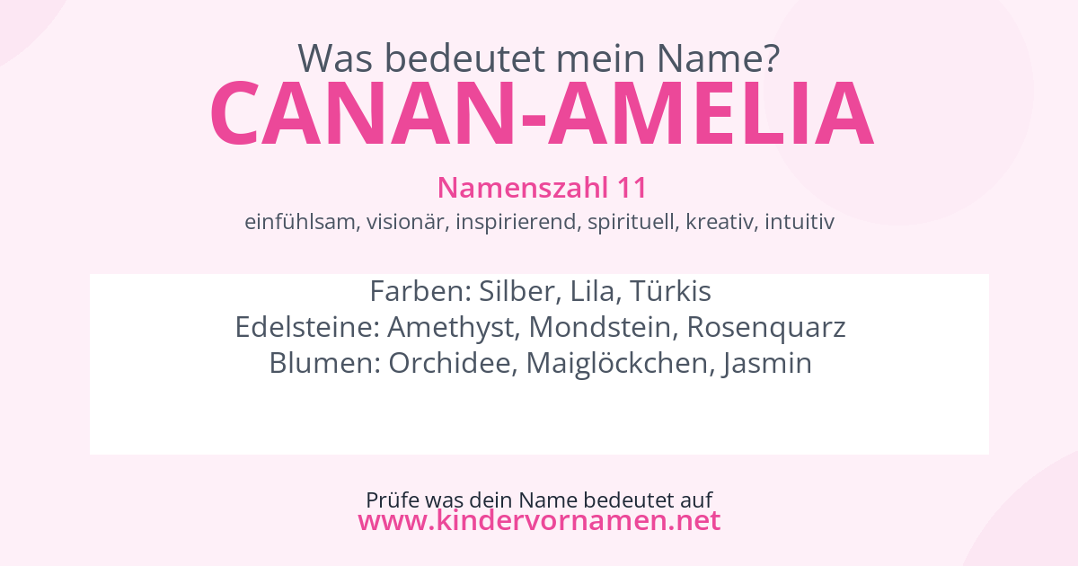 Was bedeutet der Name Canan-Amelia?