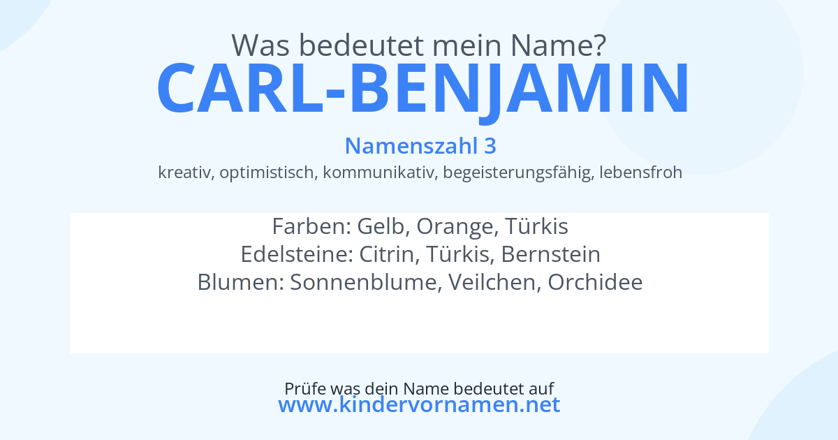 Was bedeutet der Name Carl-Benjamin?