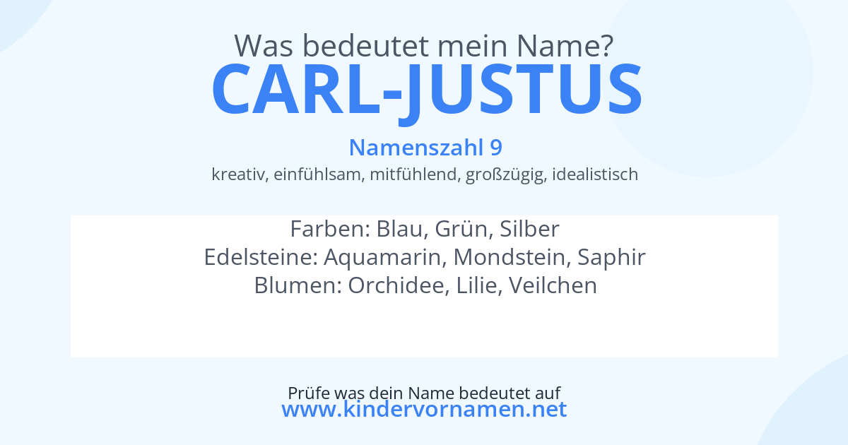 Was bedeutet der Name Carl-Justus?