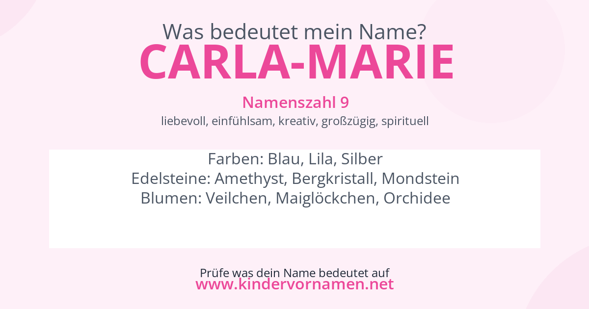 Was bedeutet der Name Carla-Marie?