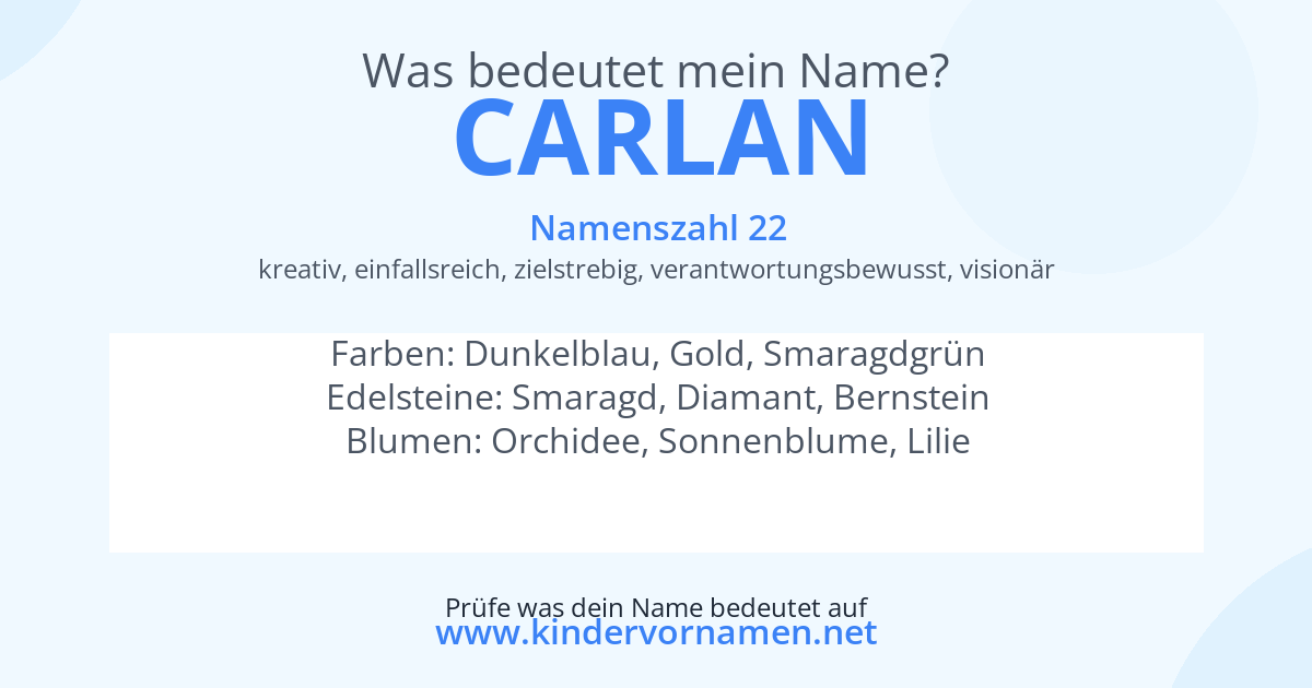 Was bedeutet der Name Carlan?