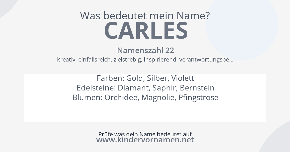 Was bedeutet der Name Carles?