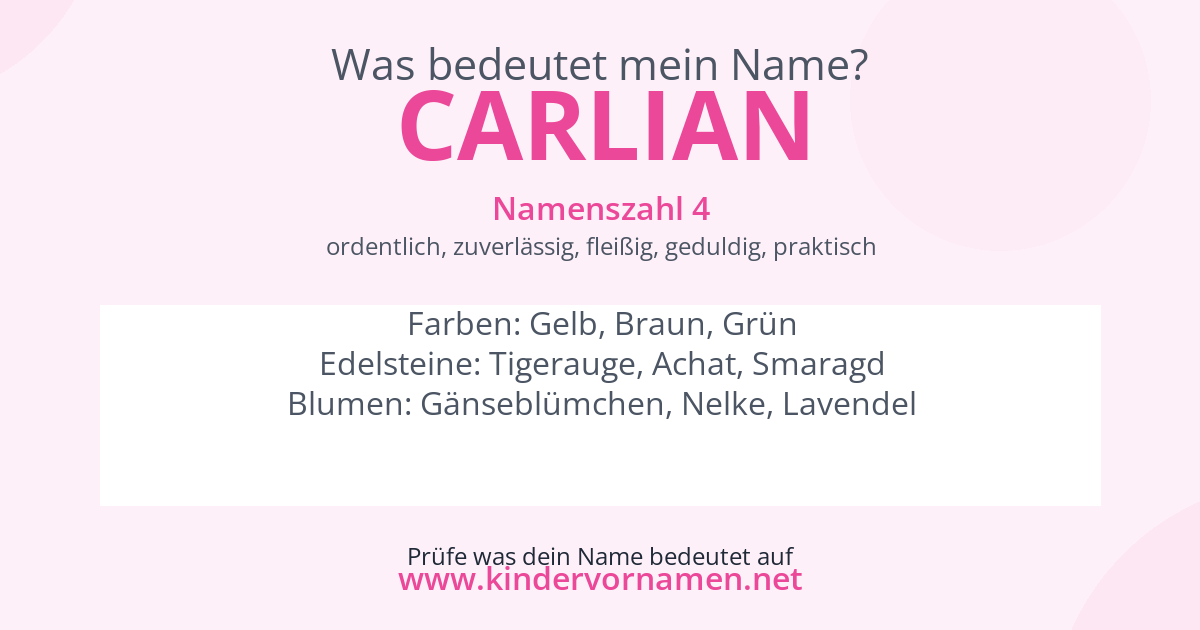 Was bedeutet der Name Carlian?