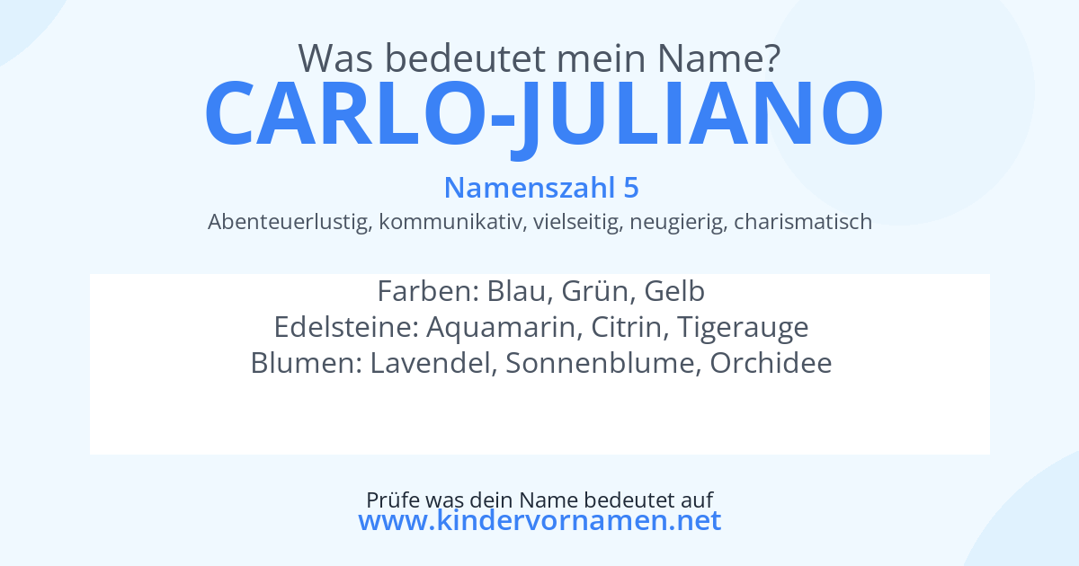 Was bedeutet der Name Carlo-Juliano?