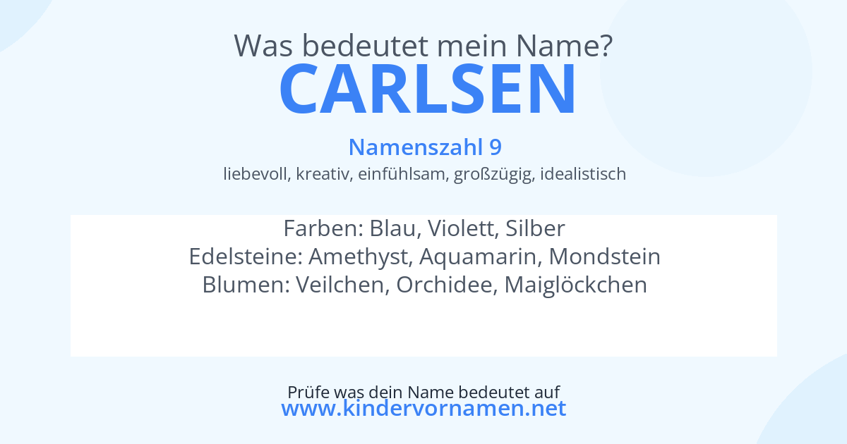 Was bedeutet der Name Carlsen?