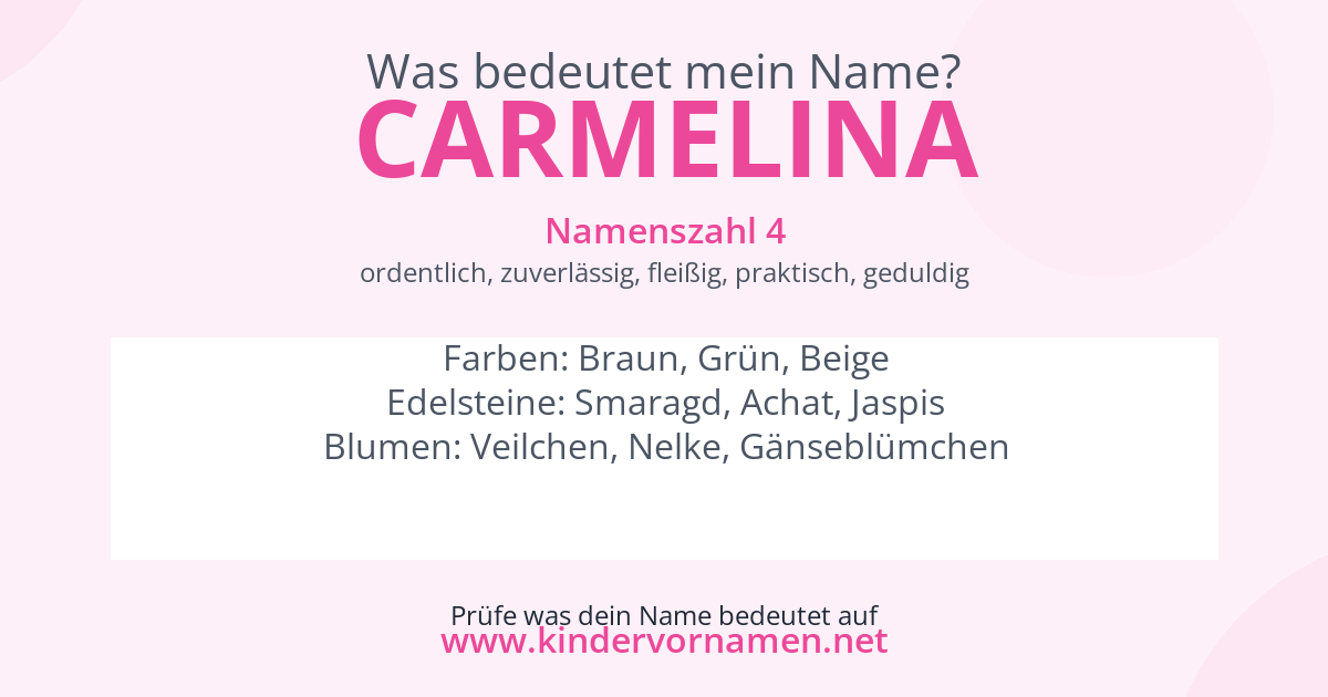 Was bedeutet der Name Carmelina?