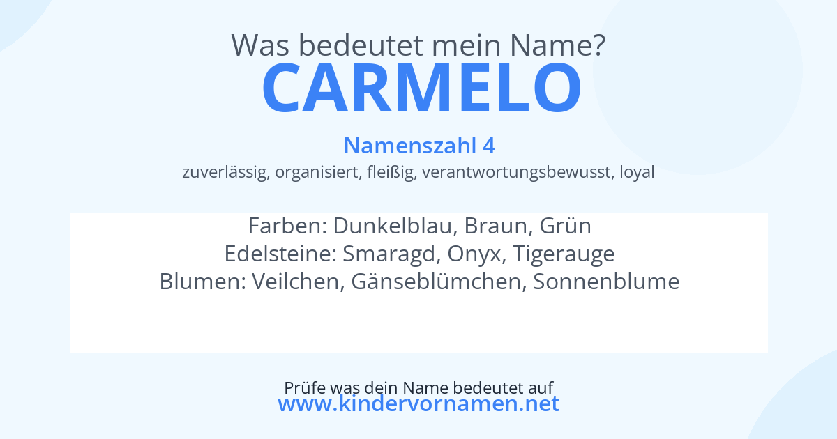 Was bedeutet der Name Carmelo?