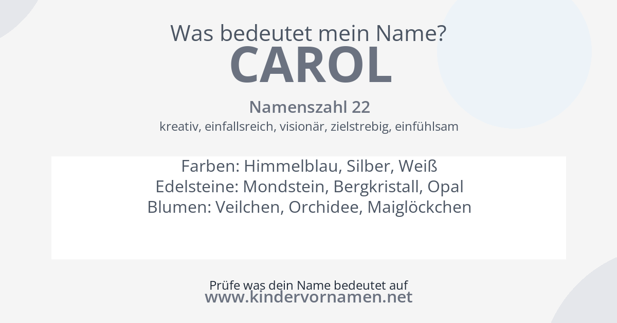 Was bedeutet der Name Carol?