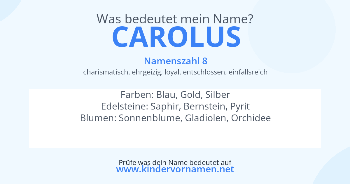 Was bedeutet der Name Carolus?