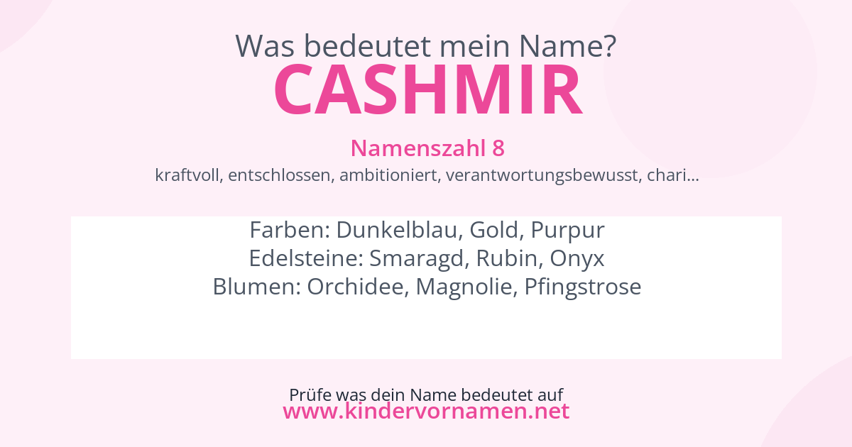 Was bedeutet der Name Cashmir?