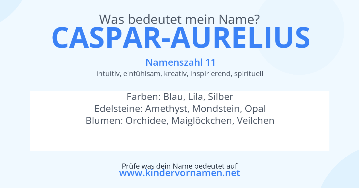 Was bedeutet der Name Caspar-Aurelius?