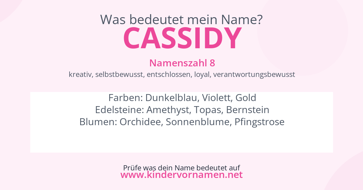 Was bedeutet der Name Cassidy?