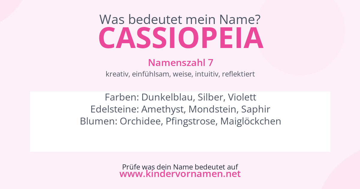 Was bedeutet der Name Cassiopeia?