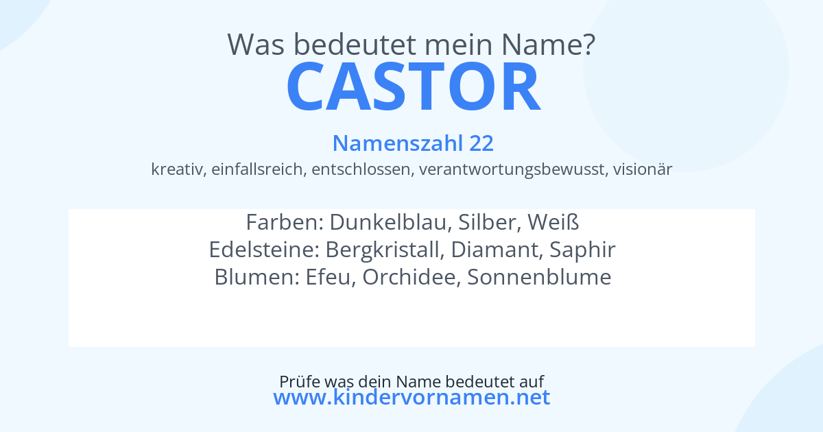 Was bedeutet der Name Castor?