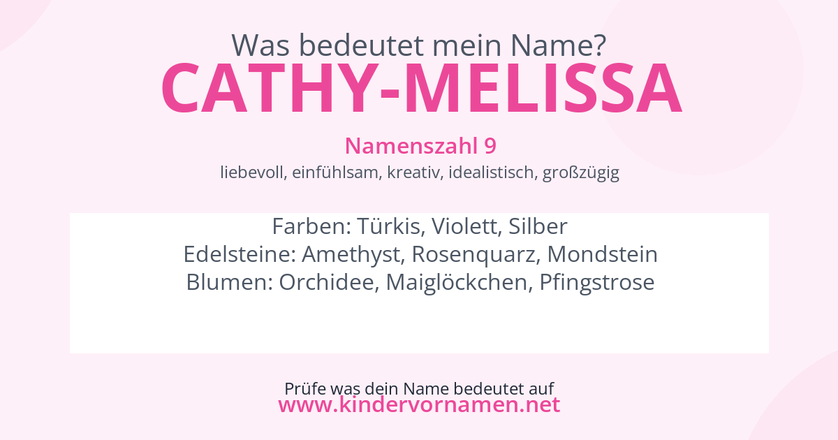 Was bedeutet der Name Cathy-Melissa?