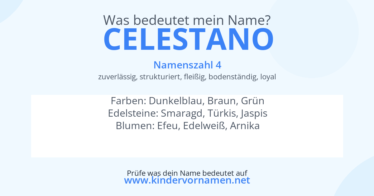 Was bedeutet der Name Celestano?