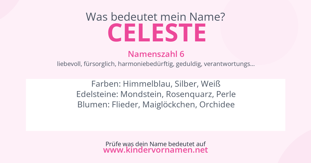 Was bedeutet der Name Celeste?