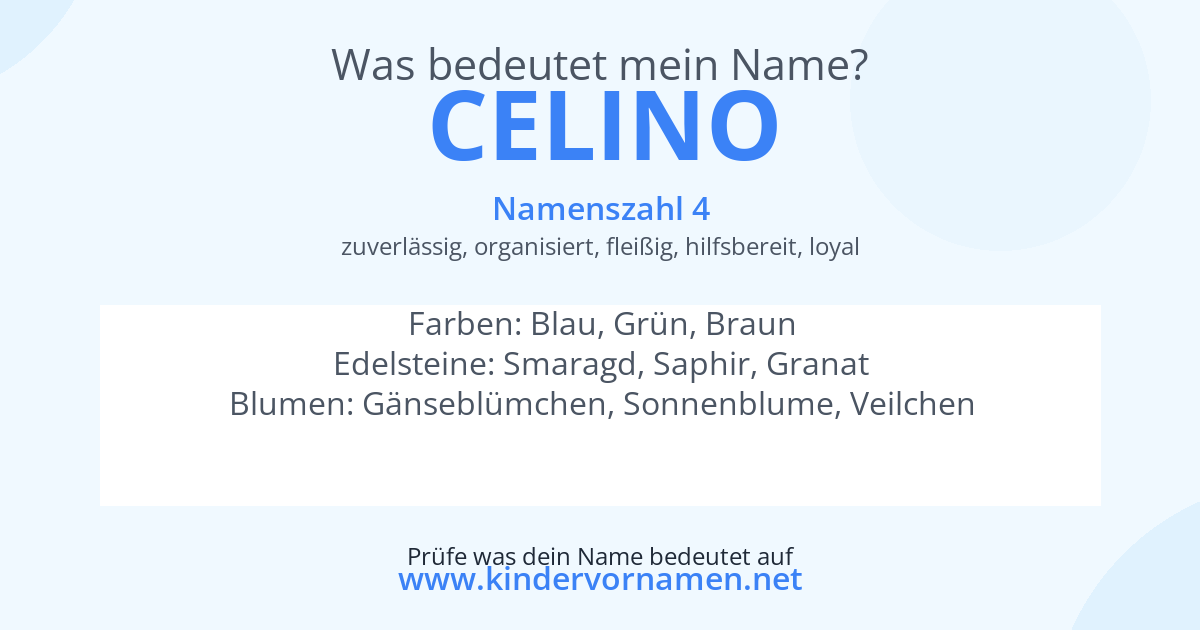 Was bedeutet der Name Celino?