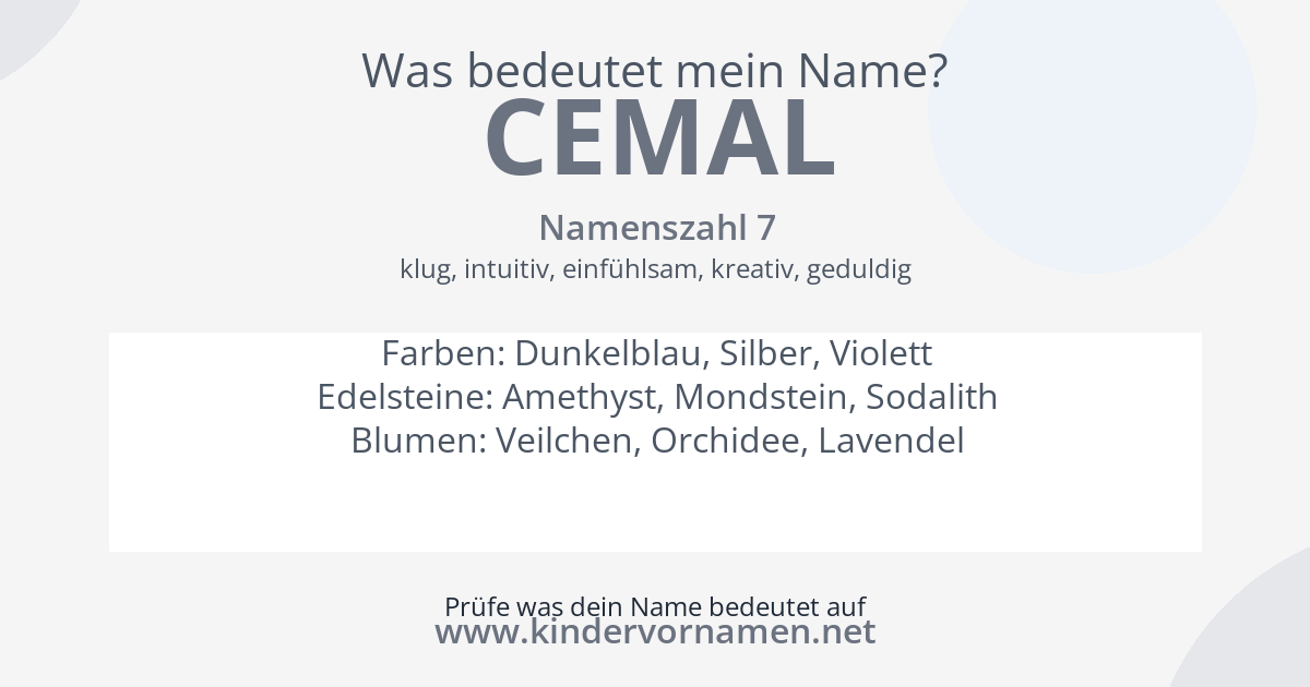 Was bedeutet der Name Cemal?