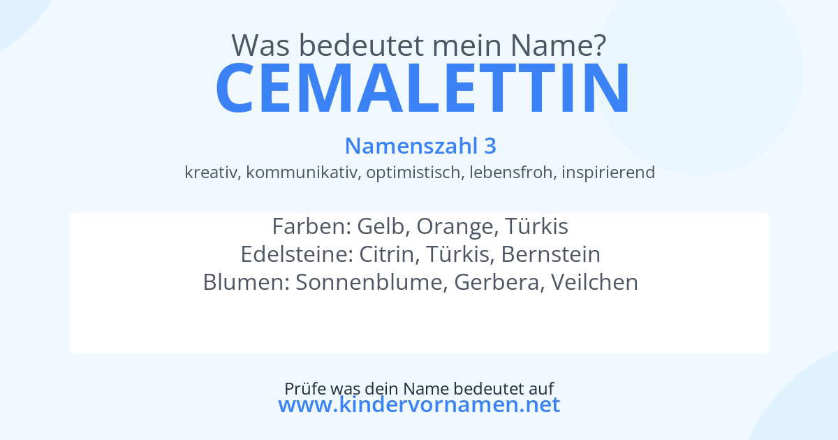 Was bedeutet der Name Cemalettin?