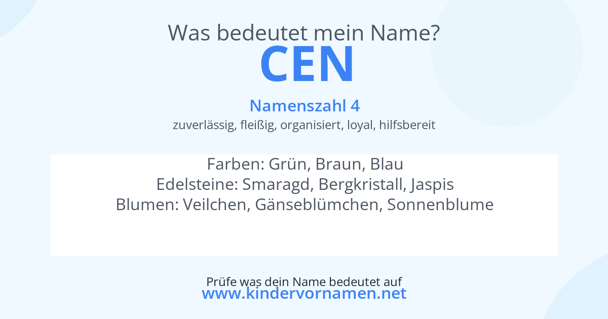 Was bedeutet der Name Cen?
