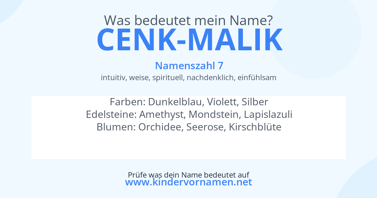 Was bedeutet der Name Cenk-Malik?