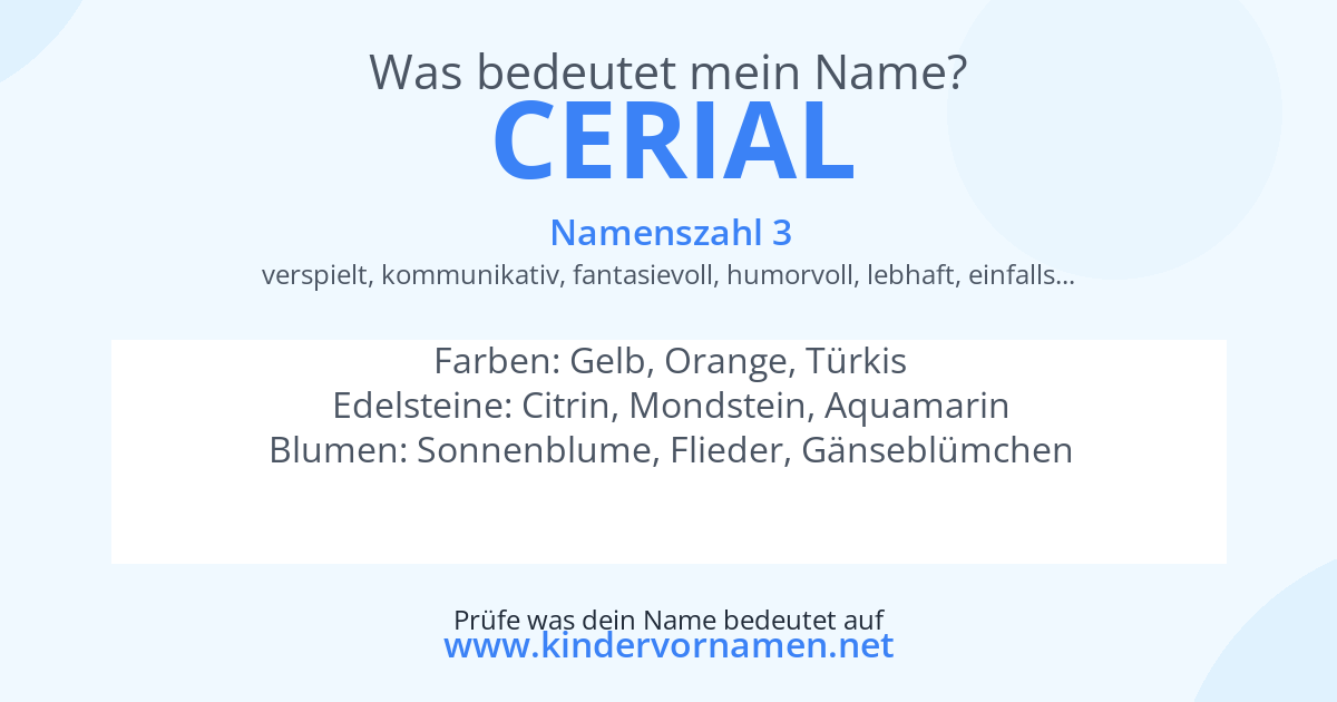 Was bedeutet der Name Cerial?