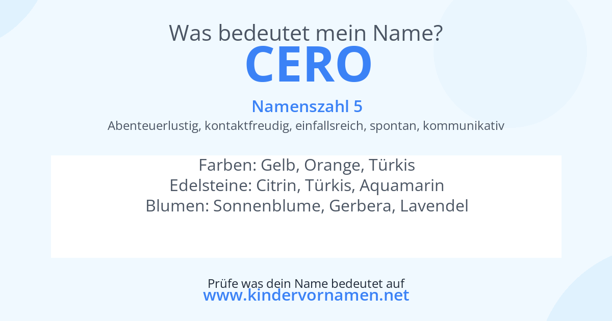 Was bedeutet der Name Cero?