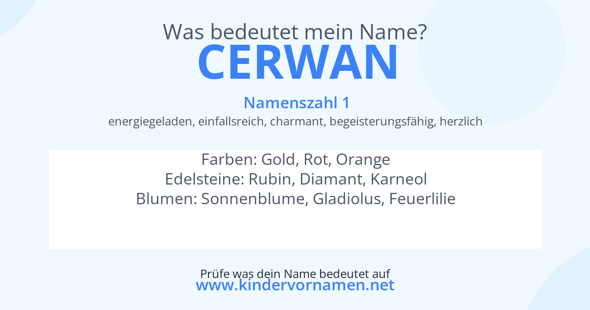Was bedeutet der Name Cerwan?