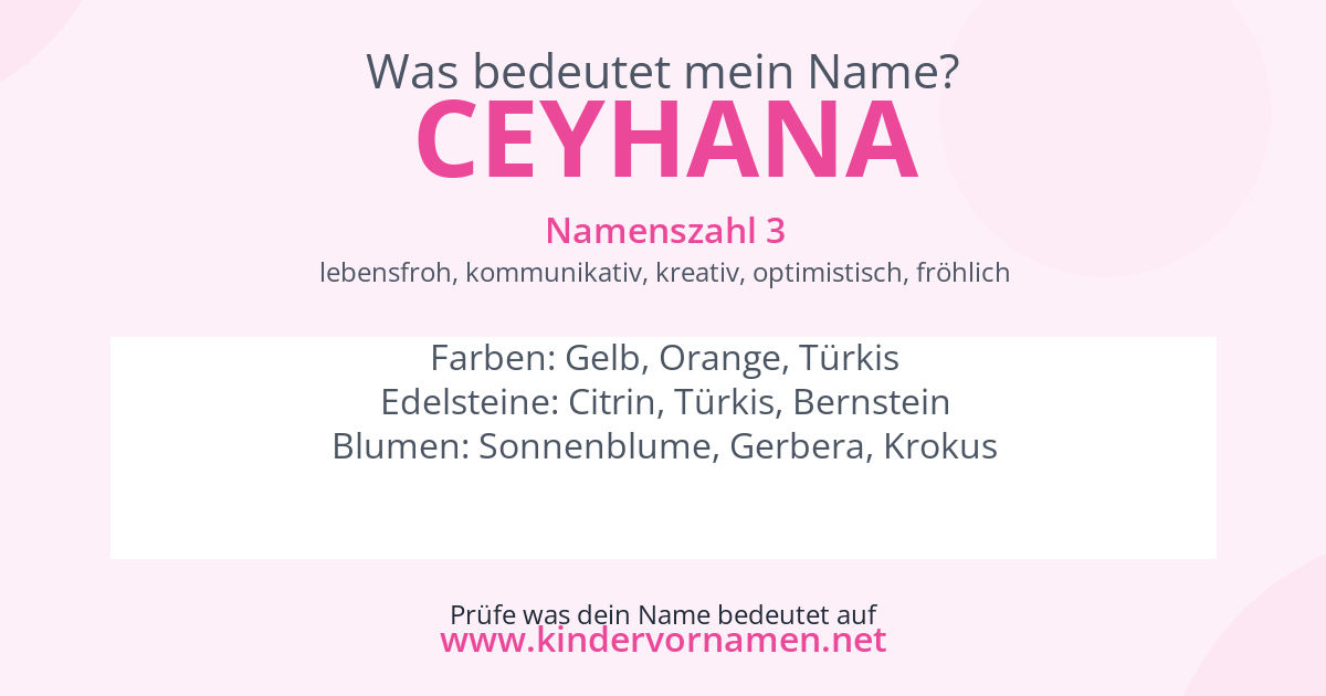Was bedeutet der Name Ceyhana?