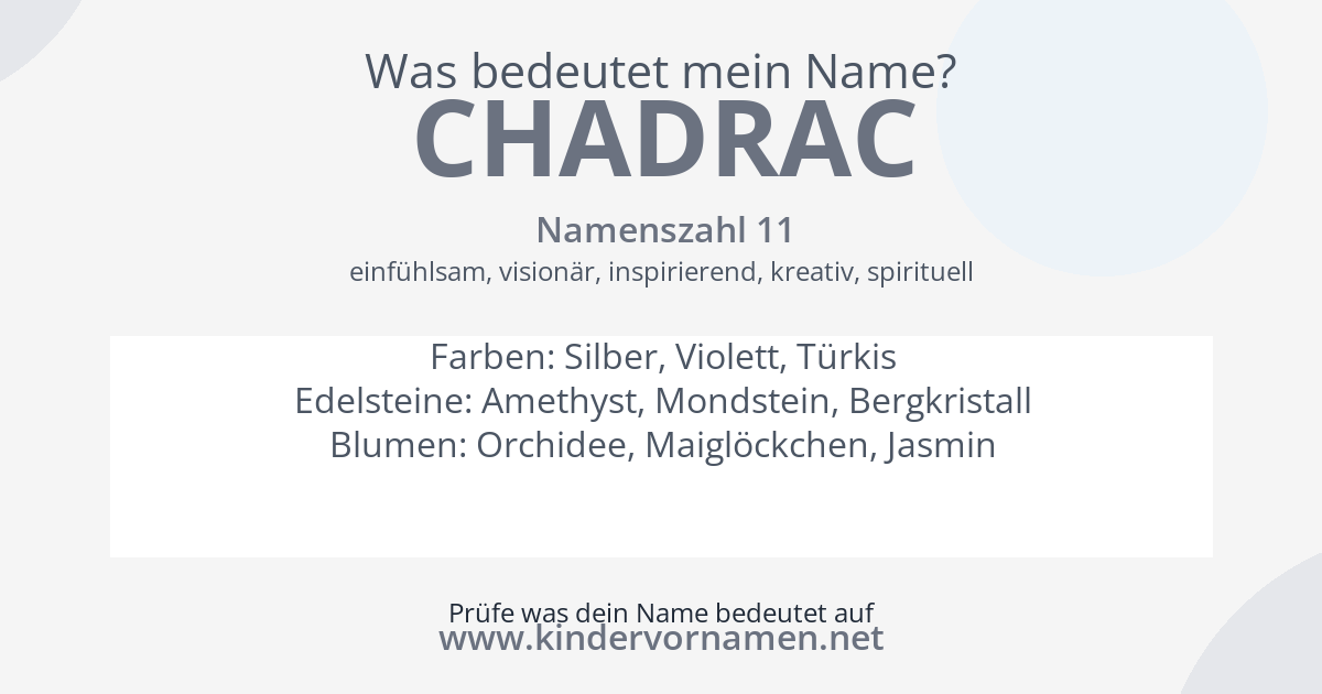 Was bedeutet der Name Chadrac?