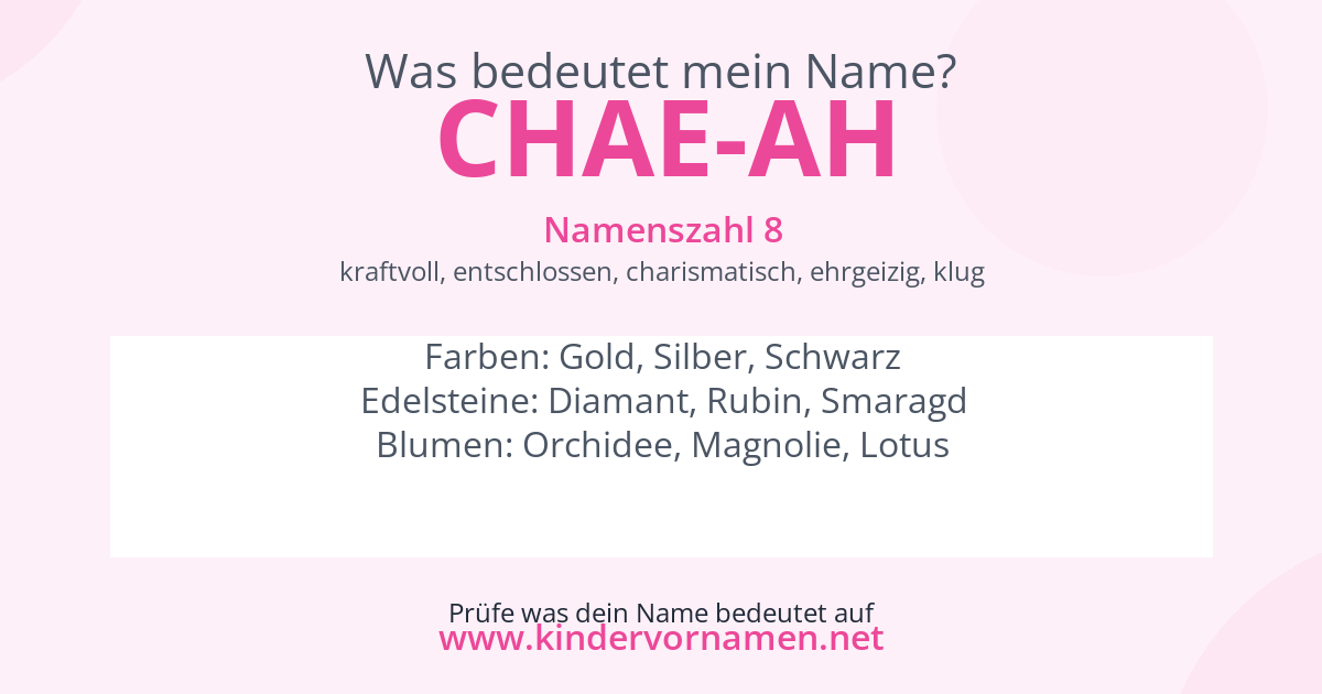 Was bedeutet der Name Chae-Ah?