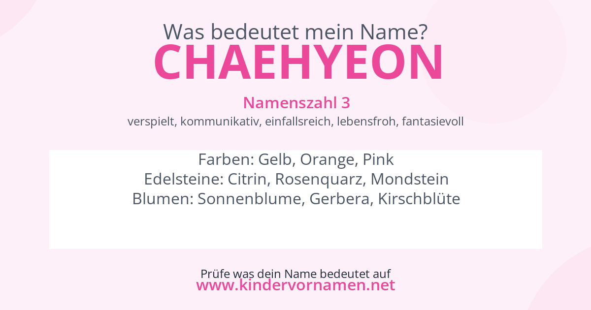 Was bedeutet der Name Chaehyeon?