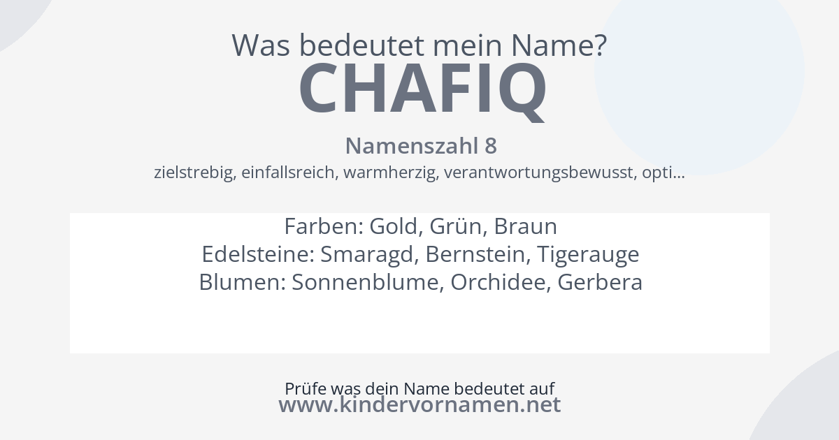 Was bedeutet der Name Chafiq?