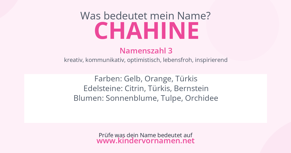 Was bedeutet der Name Chahine?