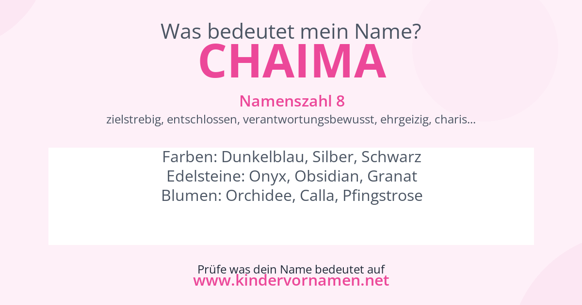 Was bedeutet der Name Chaima?