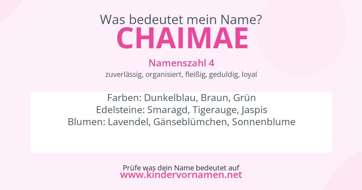 Was bedeutet der Name Chaimae?