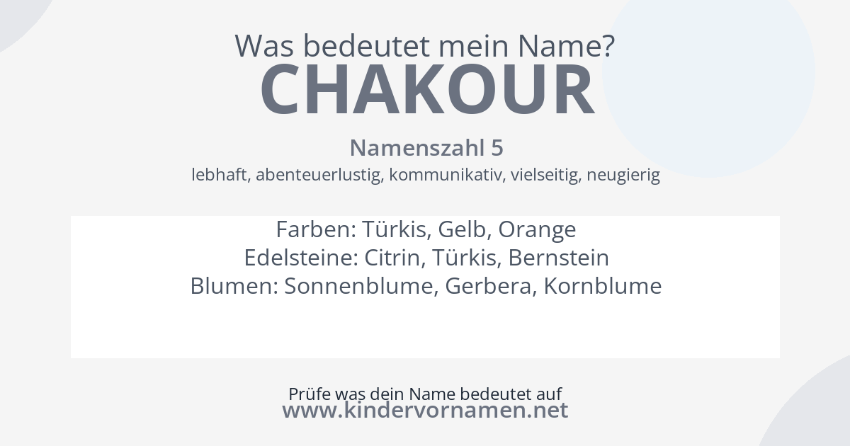 Was bedeutet der Name Chakour?