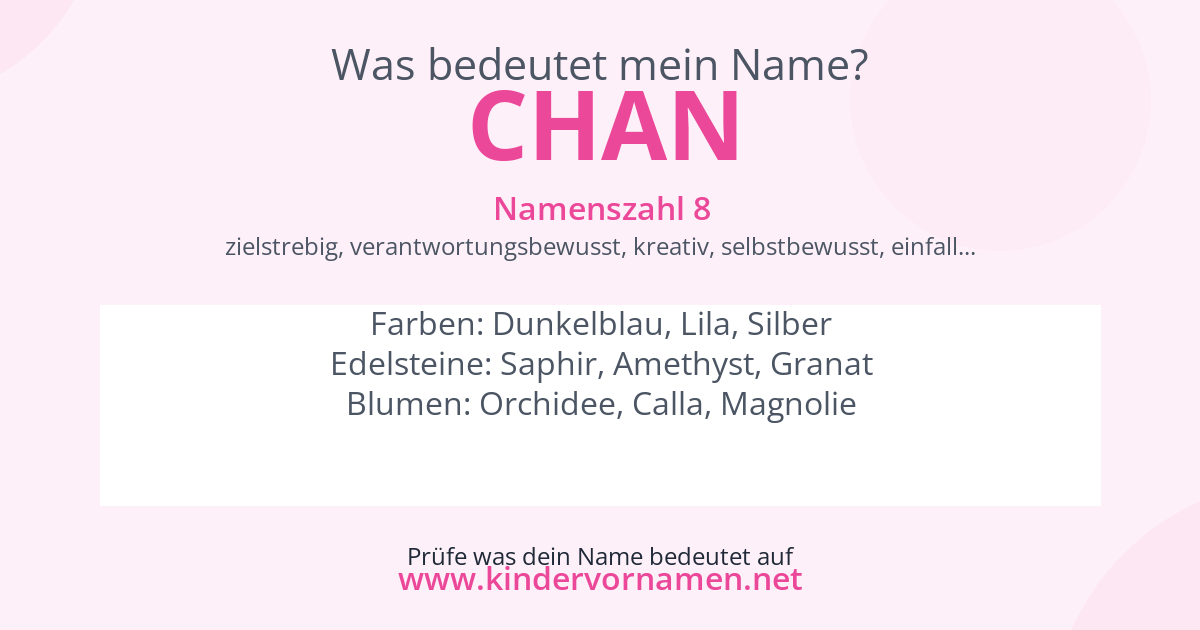 Was bedeutet der Name Chan?