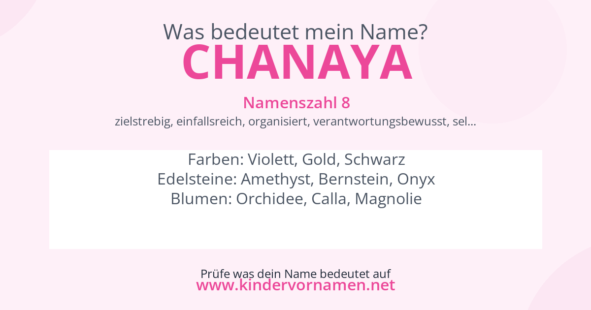Was bedeutet der Name Chanaya?