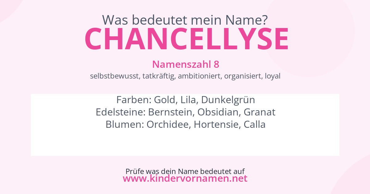 Was bedeutet der Name Chancellyse?